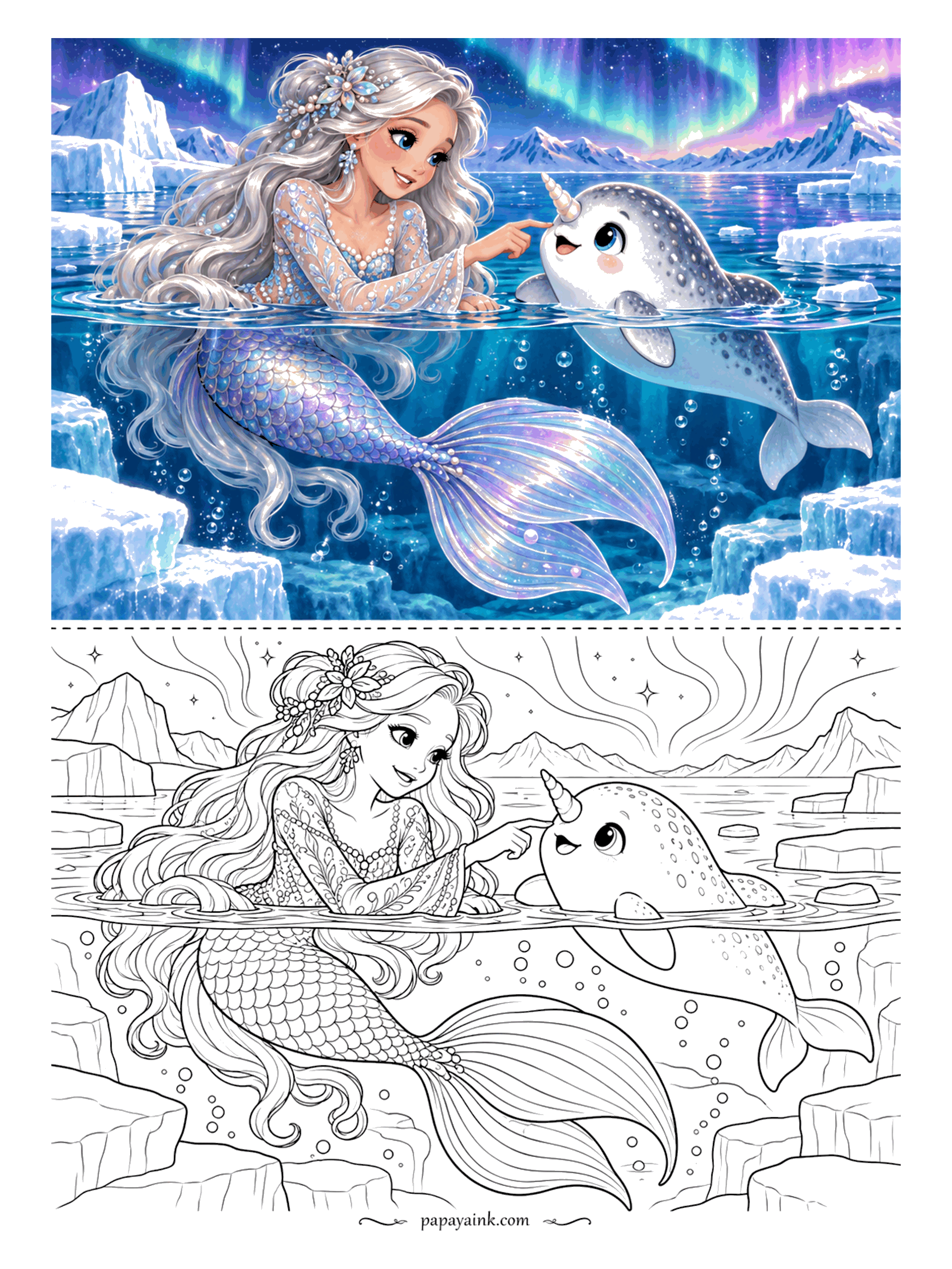 Cute Mermaid Coloring Pages (Free PDF Printables) – Papaya Ink