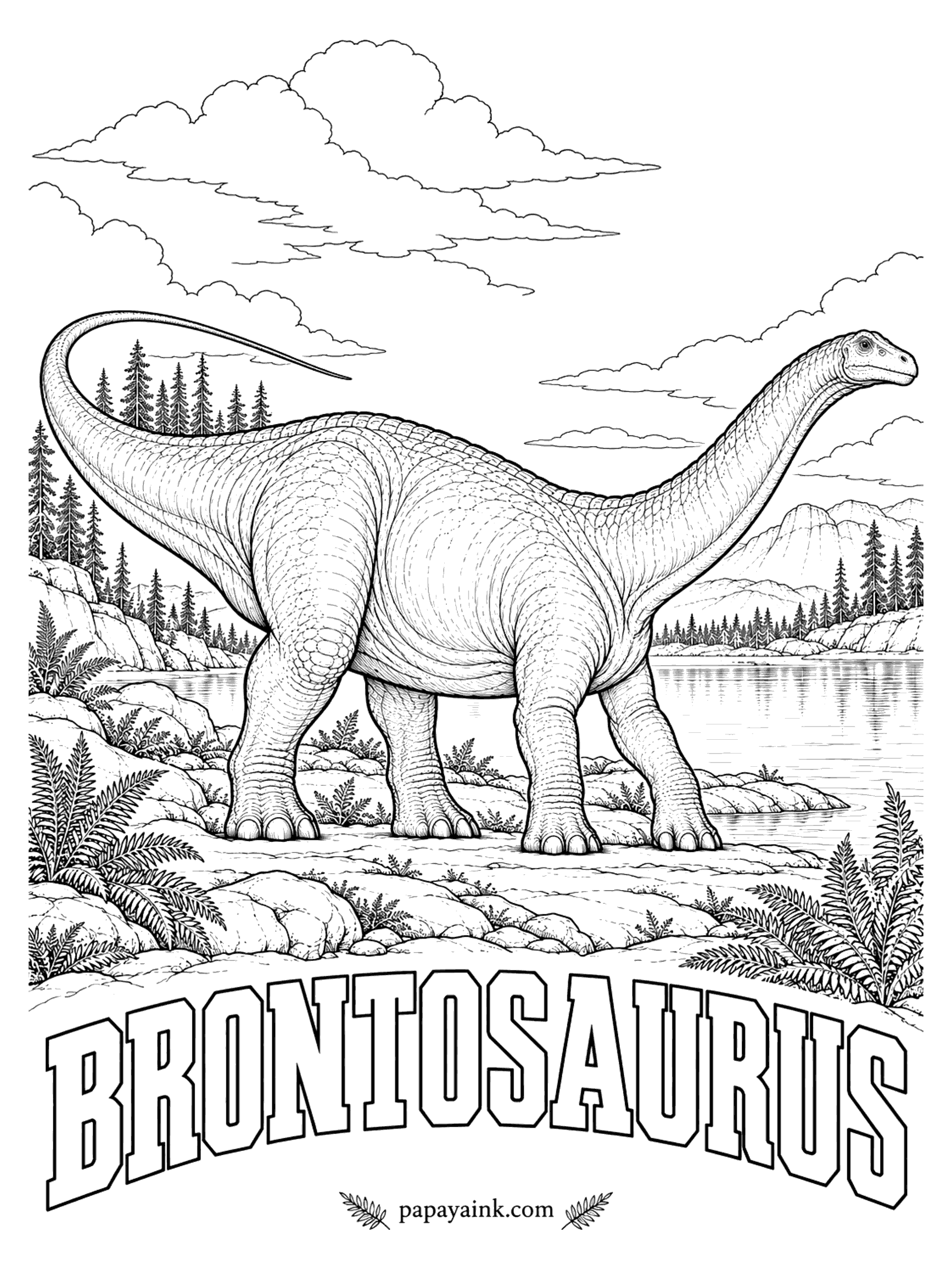 Free Printable Dinosaur Coloring Pages - For more than a century the most famous dinosaur name of all was officially a mistake. Brontosaurus (BRON-toe-SORE-us, thunder lizard) was named in 1879, merged into Apatosaurus in 1903, and revived by a 2015 study that most, though not all, scientists accept. A plant-eater about 72 feet long. Western North America, about 150 million years ago.