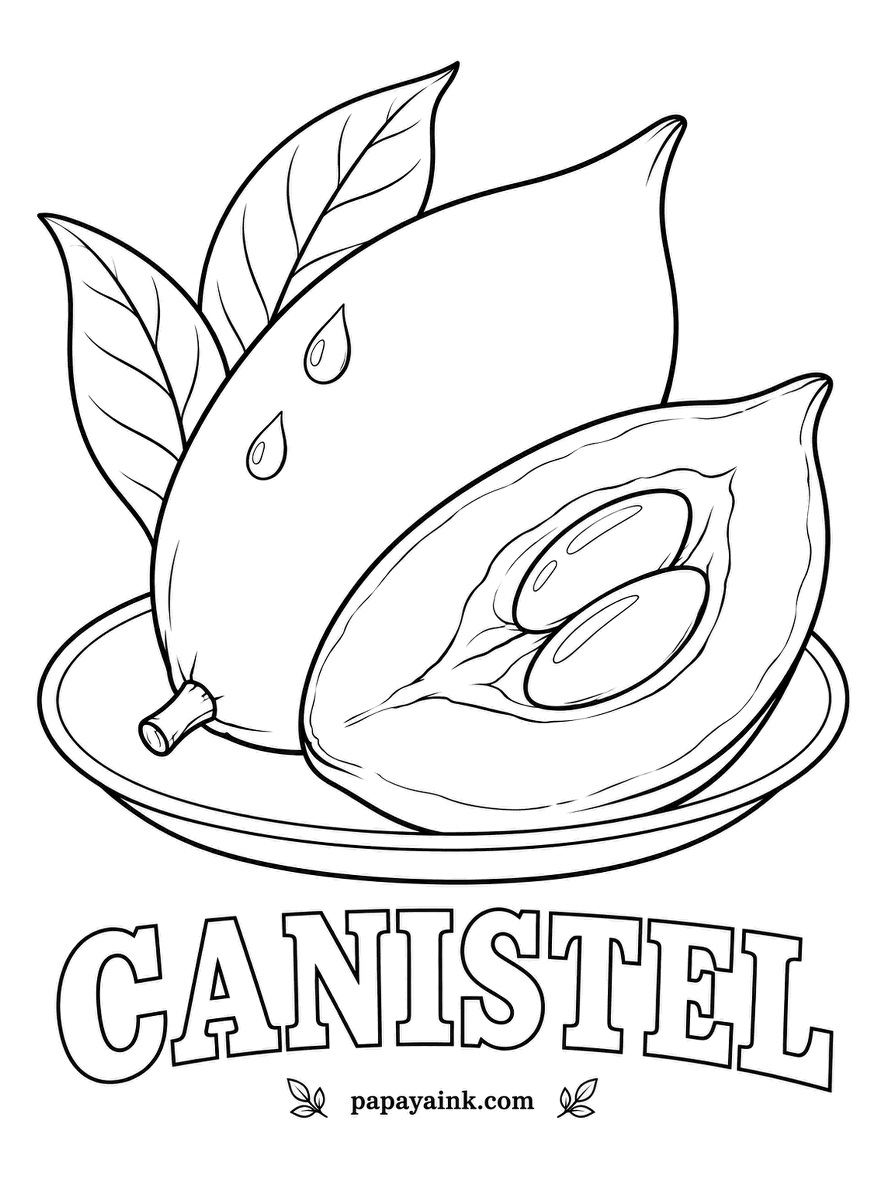 Printable Fruit Coloring Pages - Also called eggfruit, because the flesh is the color and texture of a hard-boiled yolk. Orange-yellow peel, a deeper golden interior, and smooth brown seeds - one warm color family does the whole page.