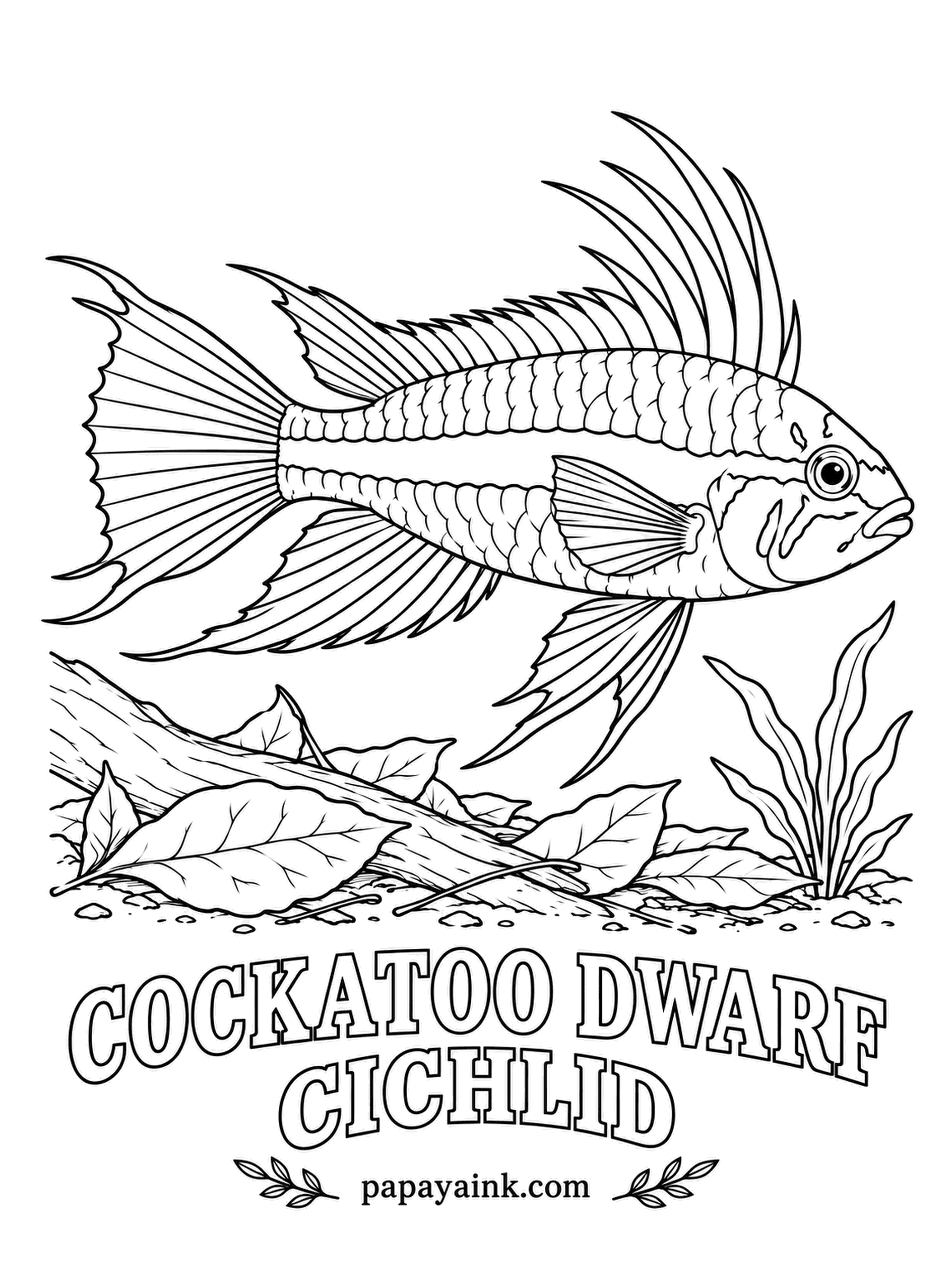 Aquarium Fish Coloring Pages - The male raises the front rays of his dorsal fin into a spiky crest, just like the bird he is named for. His mate does the real work, guarding the eggs inside a cave. Tip those crest spikes in orange and red.