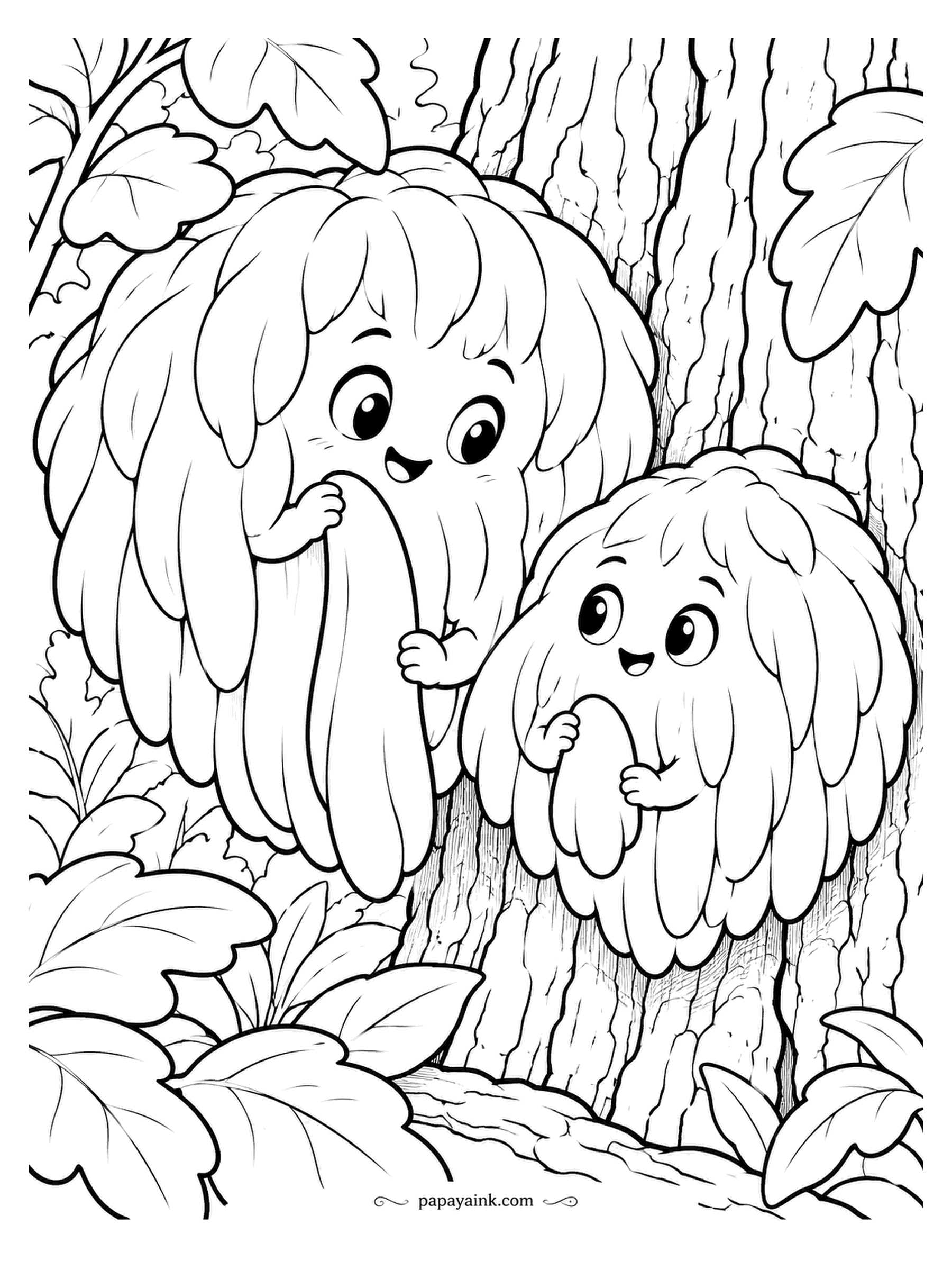 Mushroom Coloring Pages - Each lion's mane is holding up one of its own strands, and the argument about whose is longer is not going well for the small one. The clump of soft spines can grow larger than a grapefruit. White, with a hint of cream deep inside.