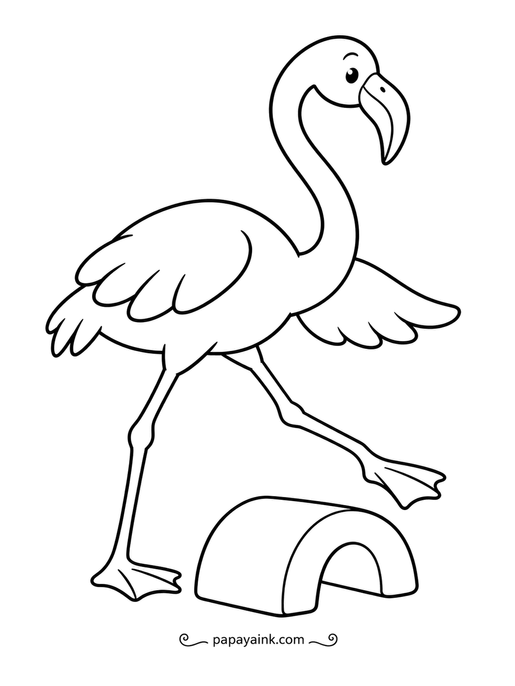 Flamingo Coloring Pages - A foam arch is the lowest hurdle imaginable for a bird this tall, but it gets cleared with real style anyway. Very simple shapes - ideal for small hands.