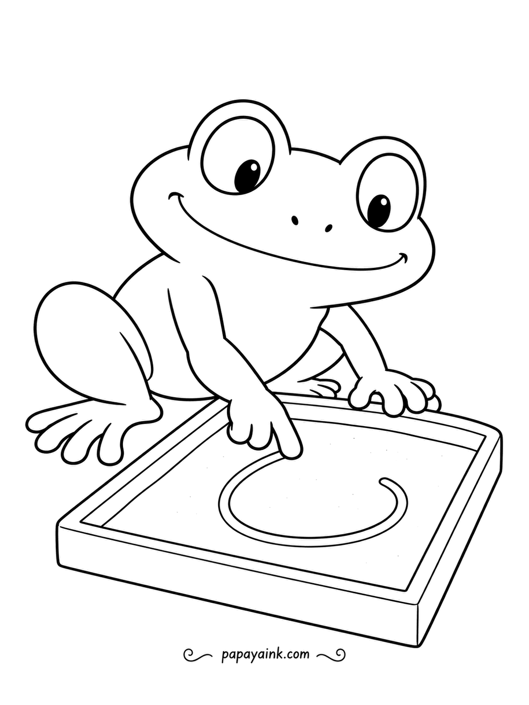 Frog Coloring Pages - A tray of sand and one finger is all it takes to draw a giant swirl. The artist looks very pleased with the result. Big round shapes - ideal for little colorists.