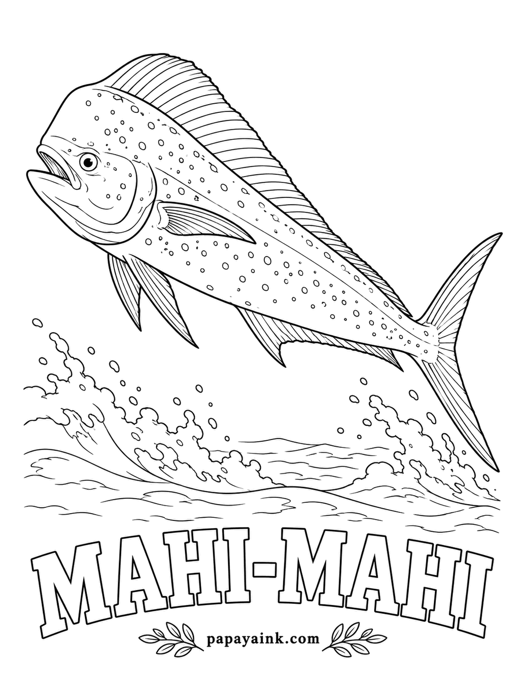 Ocean Fish Coloring Pages - Also sold as dolphinfish, though it has nothing to do with dolphins. Alive it glows gold, green and blue, but the colors fade within minutes once it leaves the water. Gold belly, green-blue back, blue spots.
