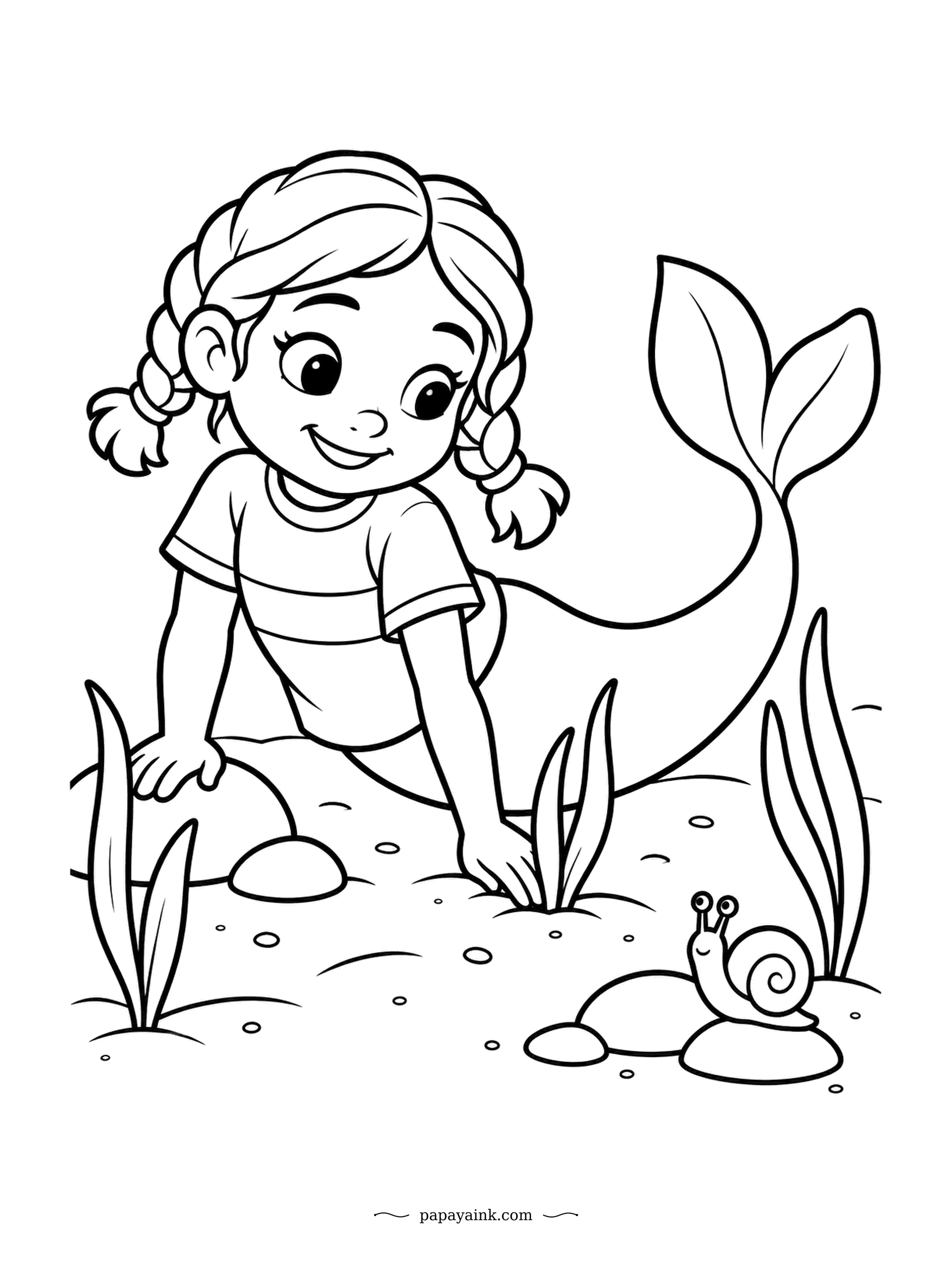 Easy Mermaid Coloring Pages - Roots first, like a seedling in a garden bed. Eelgrass is a flowering plant rather than a seaweed, and the snail on the rock is supervising the whole operation. Long blades at the edges, open floor in the middle.