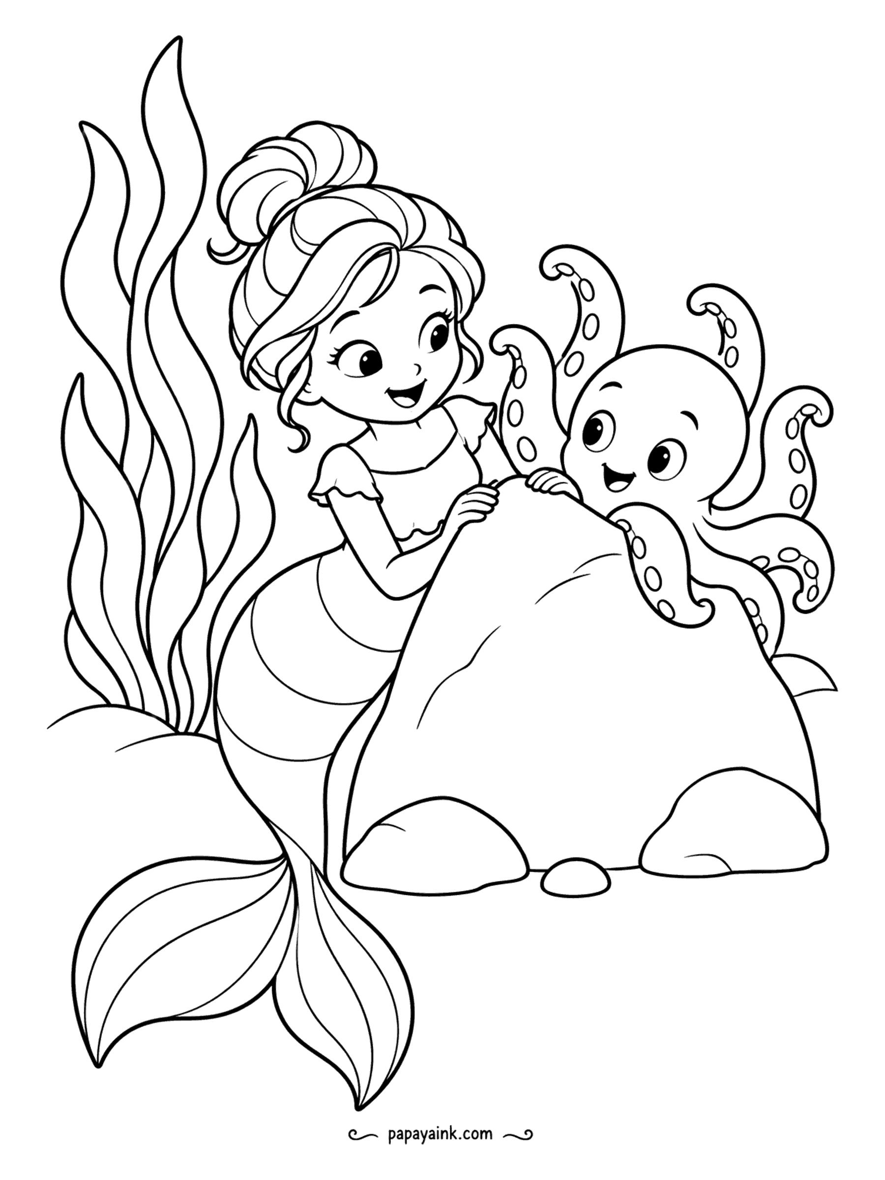 Easy Mermaid Coloring Pages (Free PDF Printables) – Papaya Ink