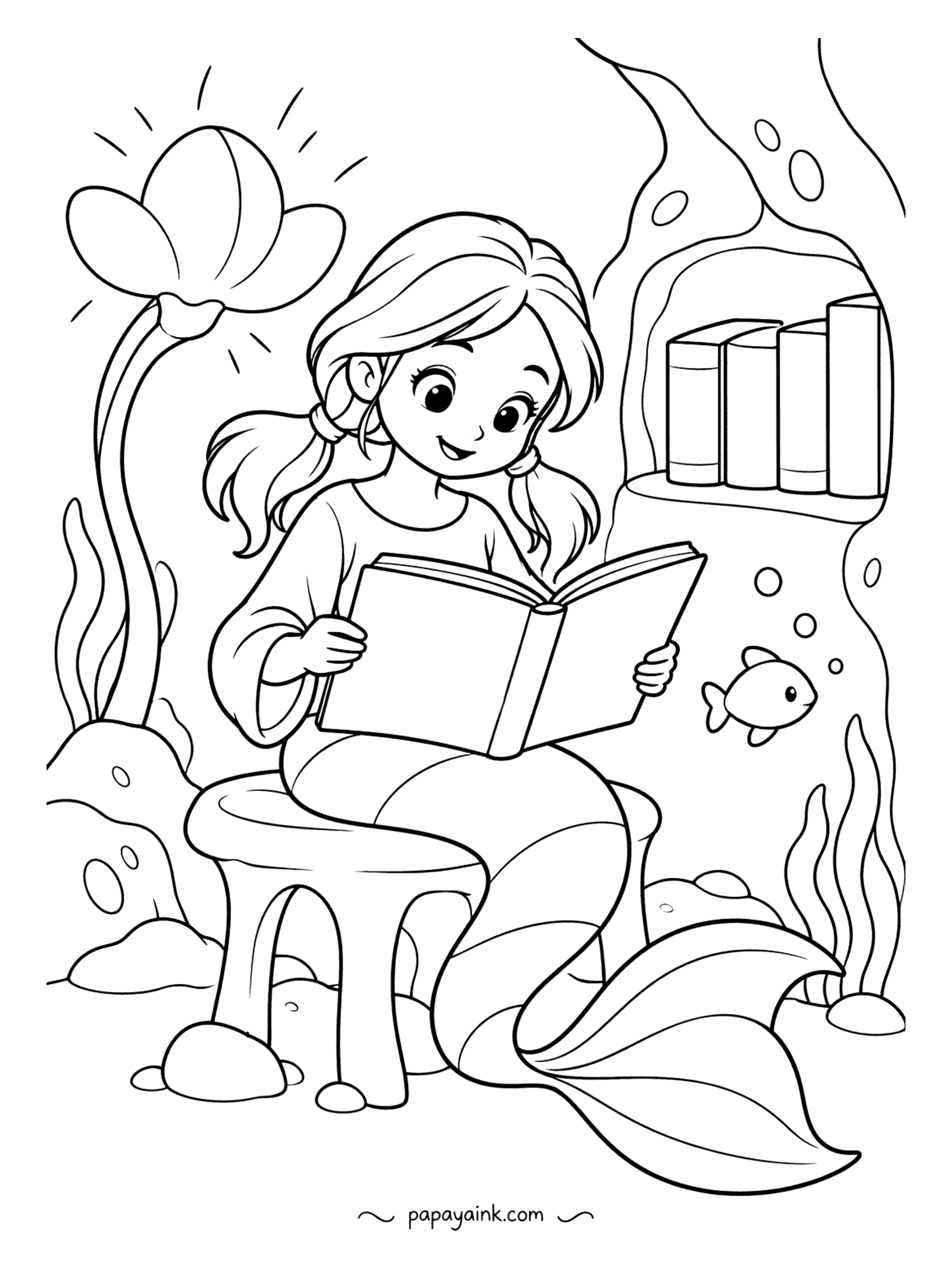 Easy Mermaid Coloring Pages (Free PDF Printables) – Papaya Ink