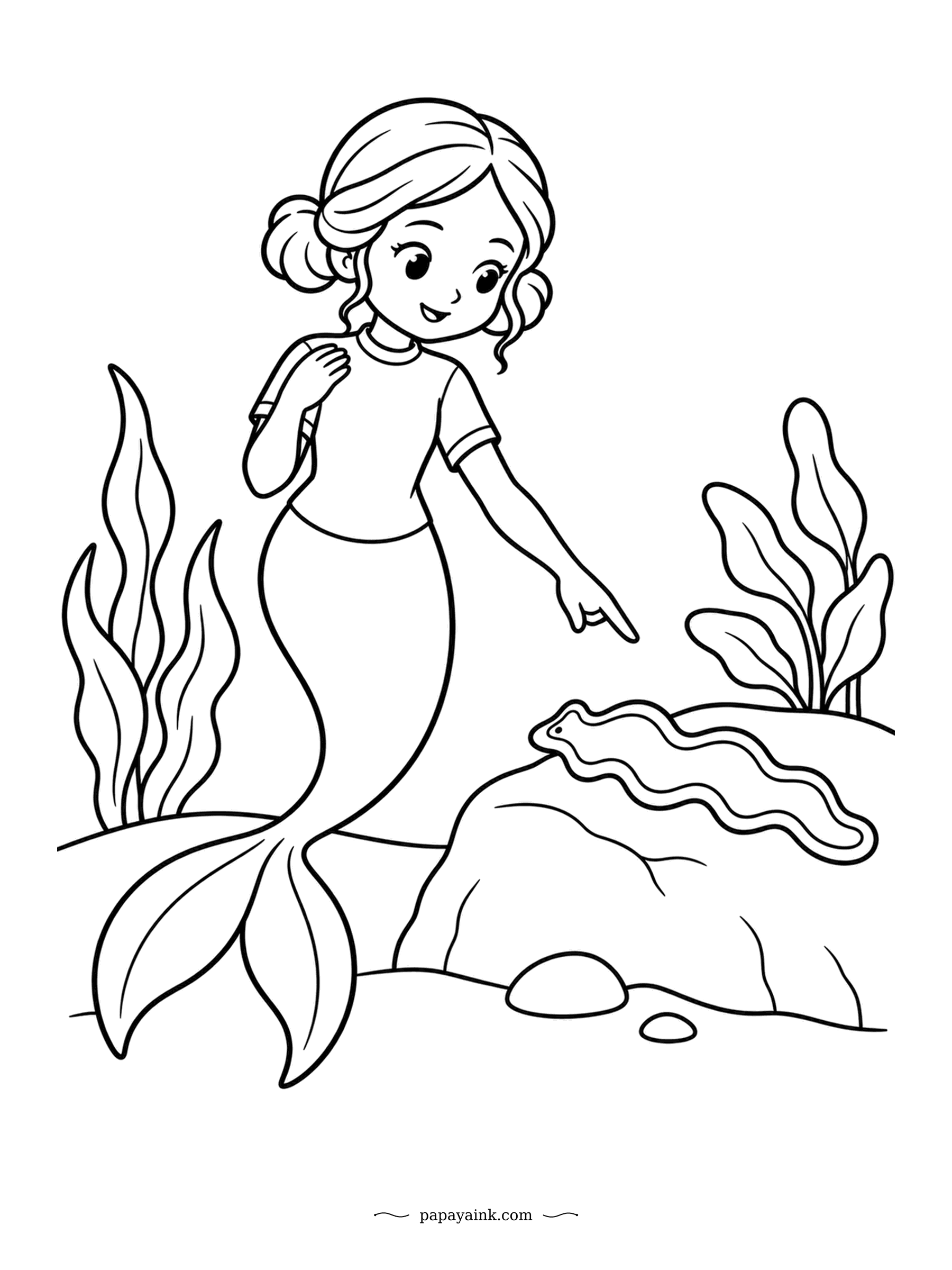 Easy Mermaid Coloring Pages - Paper-thin and gliding over the rock on thousands of tiny hairs, which is why she points instead of touching. Real flatworms wear bold stripes and borders - this frilly fellow deserves your brightest pen.