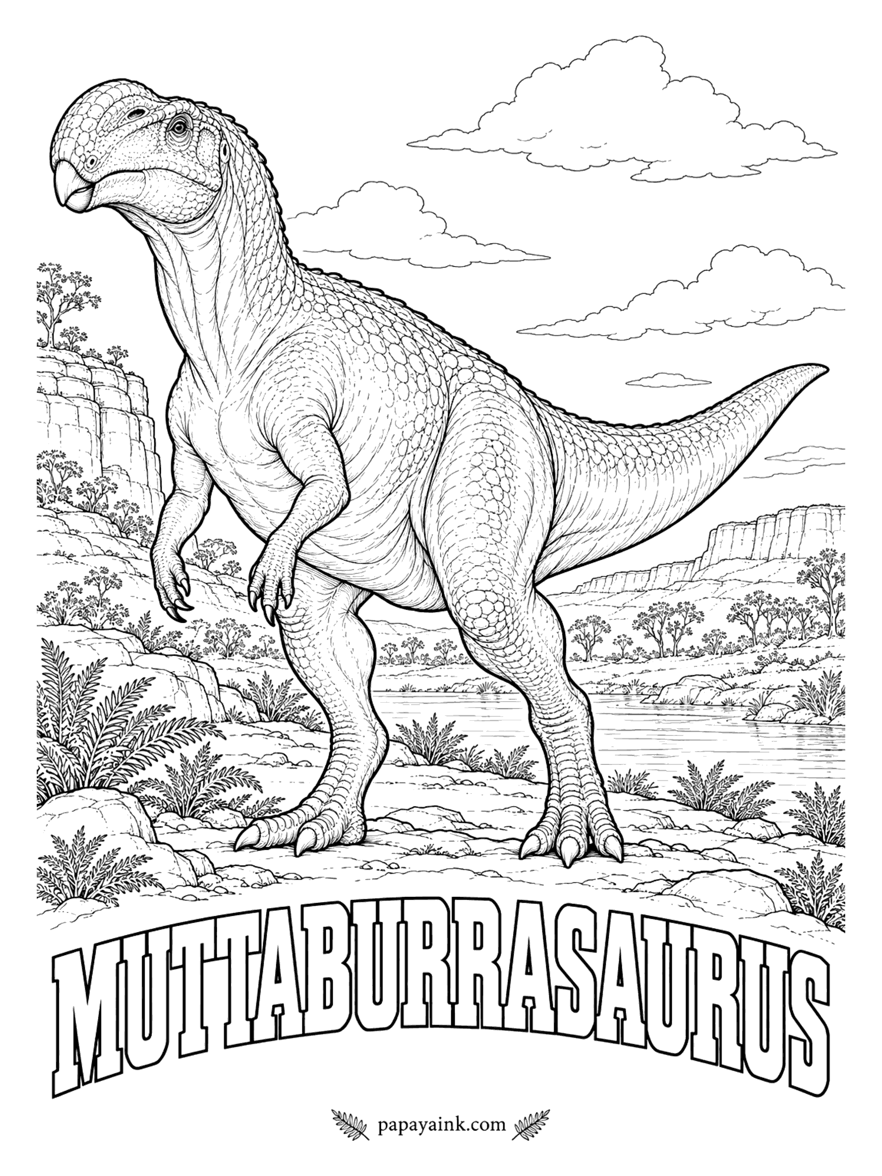 Free Printable Dinosaur Coloring Pages - Australia's fossil celebrity has a big hollow bump on its snout; it was once thought to be a sound chamber, and its real job is still debated. Muttaburrasaurus (MUT-ah-BUR-ah-SORE-us, Muttaburra lizard, after a town in Queensland) was a plant-eater about 26 feet long. Australia, about 100 million years ago.