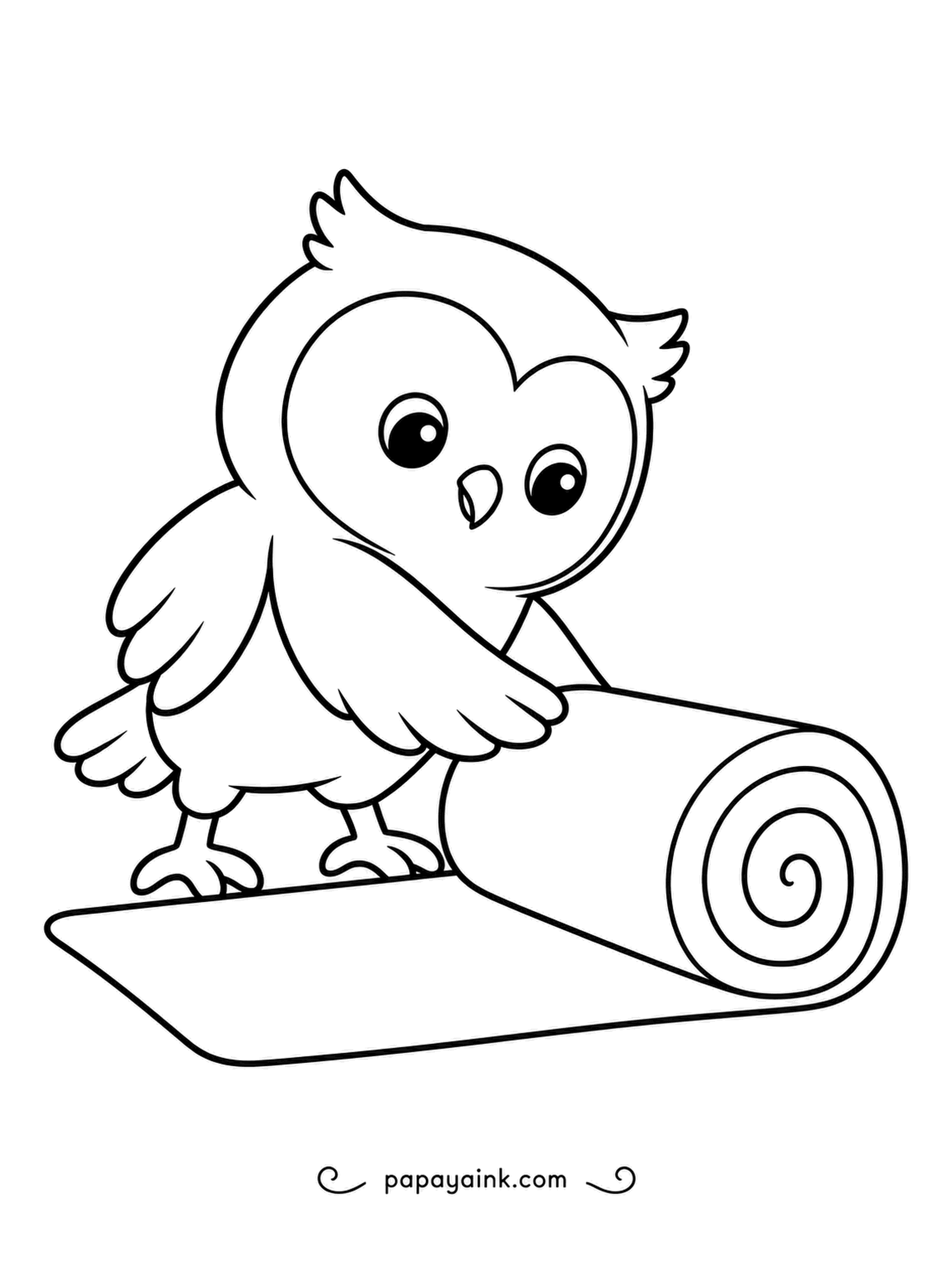 Owl Coloring Pages - The play mat unrolls across the floor, while the owlet pushes the roll ahead to see how far it goes. Plain, rounded shapes - great for the youngest colorists.