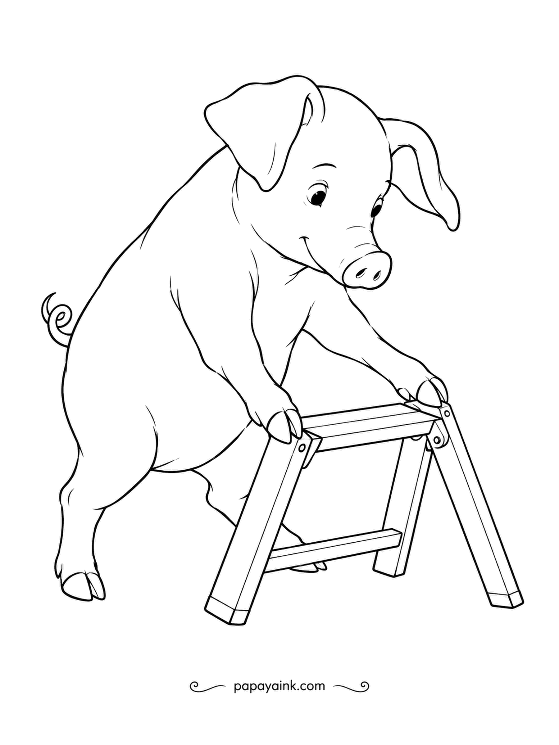 Pig Coloring Pages - A click, and the folding stool snaps open, ready for reaching the top shelf. Every leg gets checked before anyone climbs up. Soft lines, plain background.