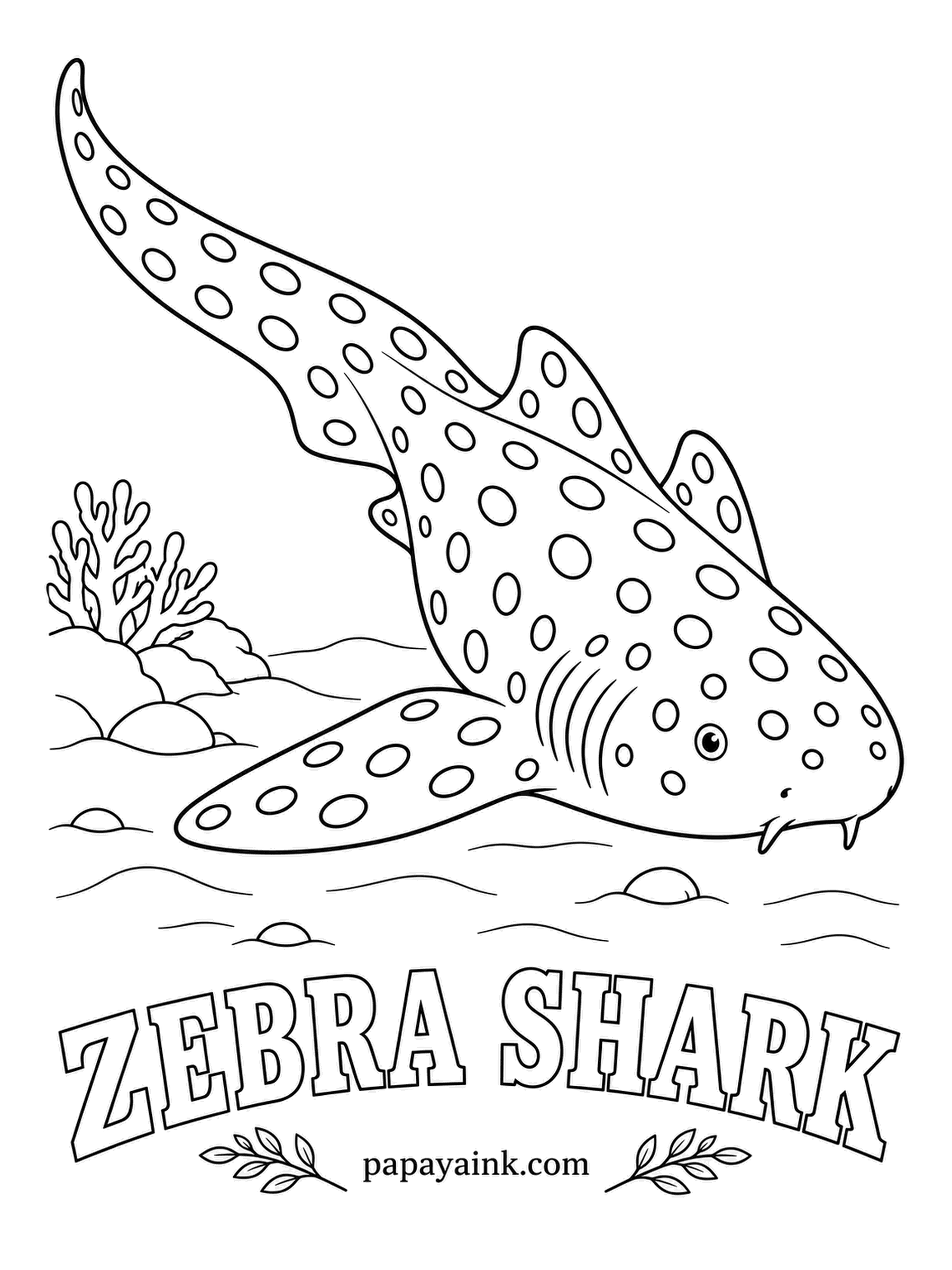 Ocean Fish Coloring Pages - Young zebra sharks are striped, which gave the species its name; adults swap the stripes for spots. One female in an Australian aquarium had pups years after she was last kept with a male. Sandy tan, dark brown spots, ridges along the back.